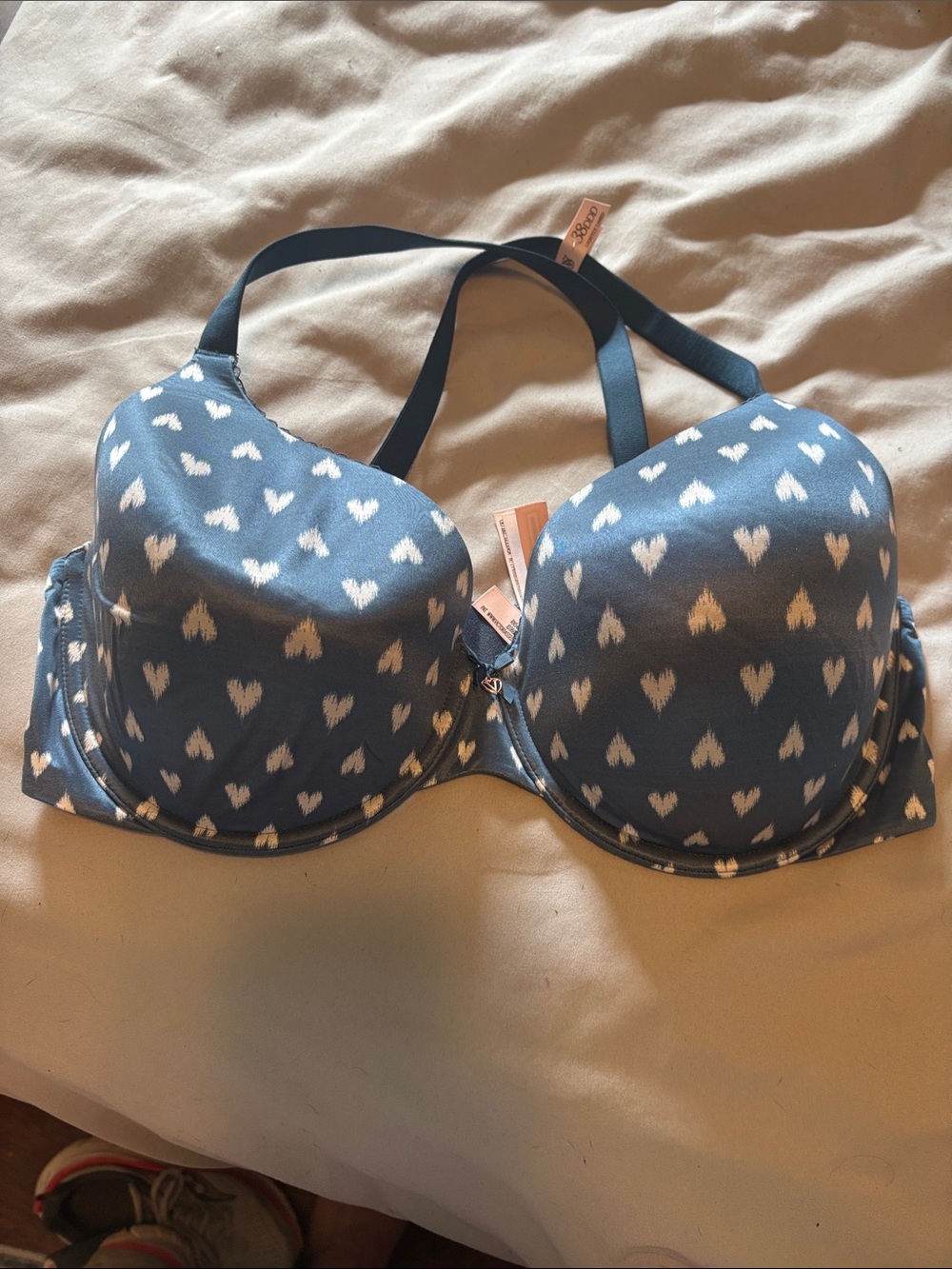PINK Victoria's Secret Blue Heart-Print T-Shirt Bra